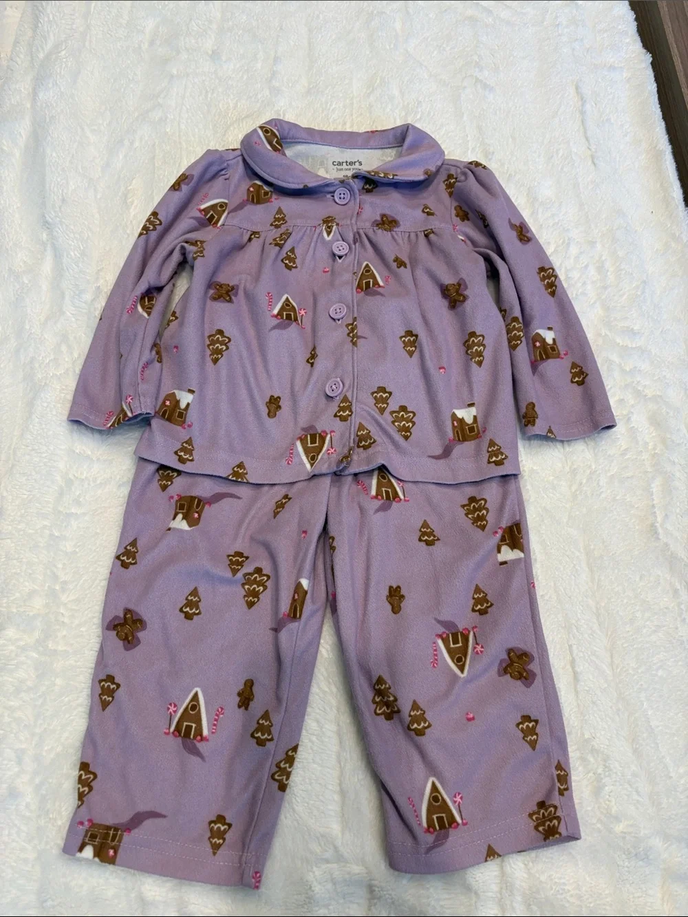 Carter's Purple Gingerbread House Pajama Set 18 months
